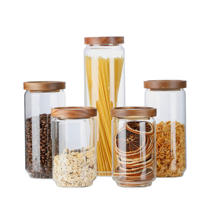 Glass Storage Jars with Wood Lid